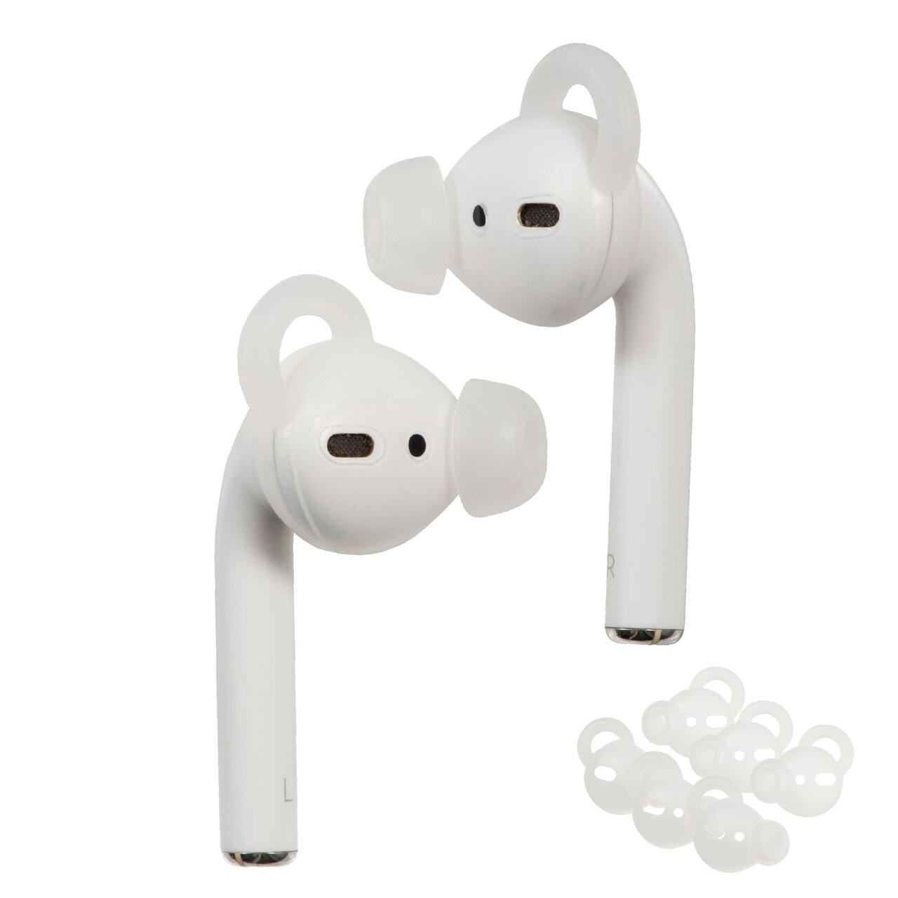 Insten 3 Pairs Ear Hooks Tips Compatible with AirPods 1 & 2 Earbuds, Anti-Lost EarHooks EarTips Accessories, Comfortable Soft Silicone Covers, with Storage Box (Not Fit in Charging Case) Clear